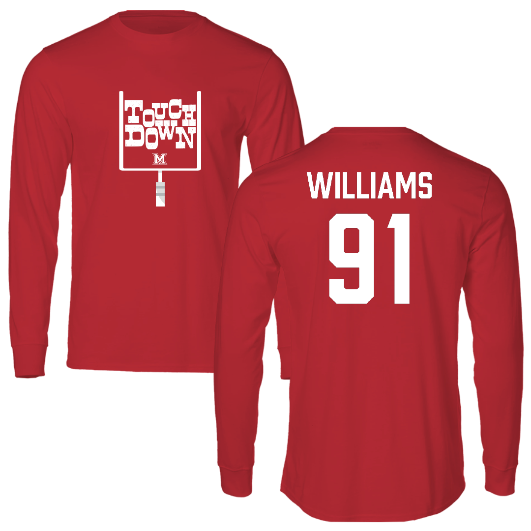 Miami University (Ohio) Football Red Touchdown Long Sleeve - #91 Sam Williams