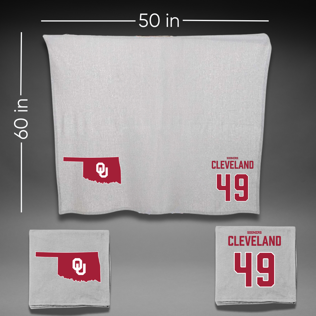 University of Oklahoma Baseball Gray Blanket - #49 Jackson Cleveland