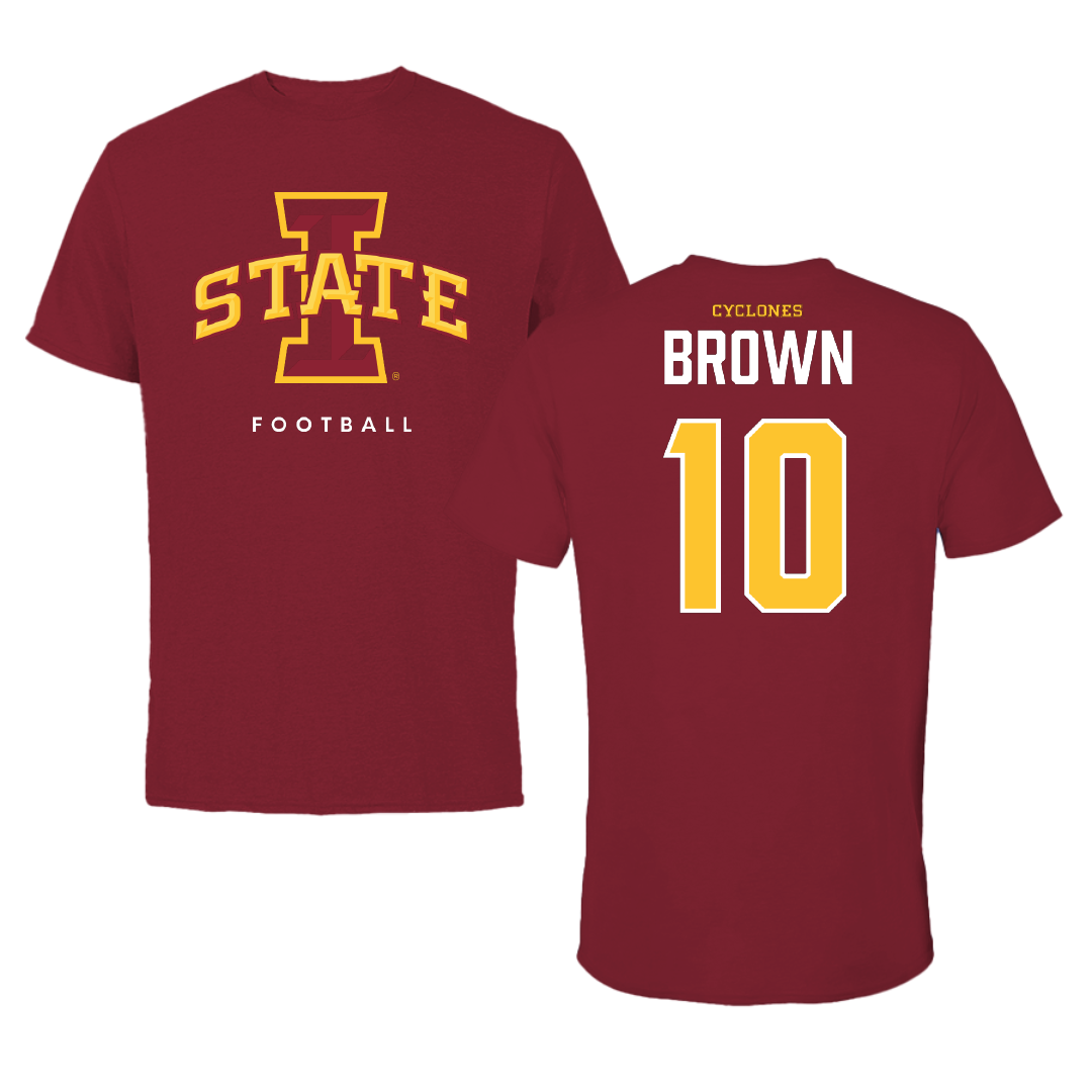 Iowa State University Football Cardinal Tee - #10 Carson Brown