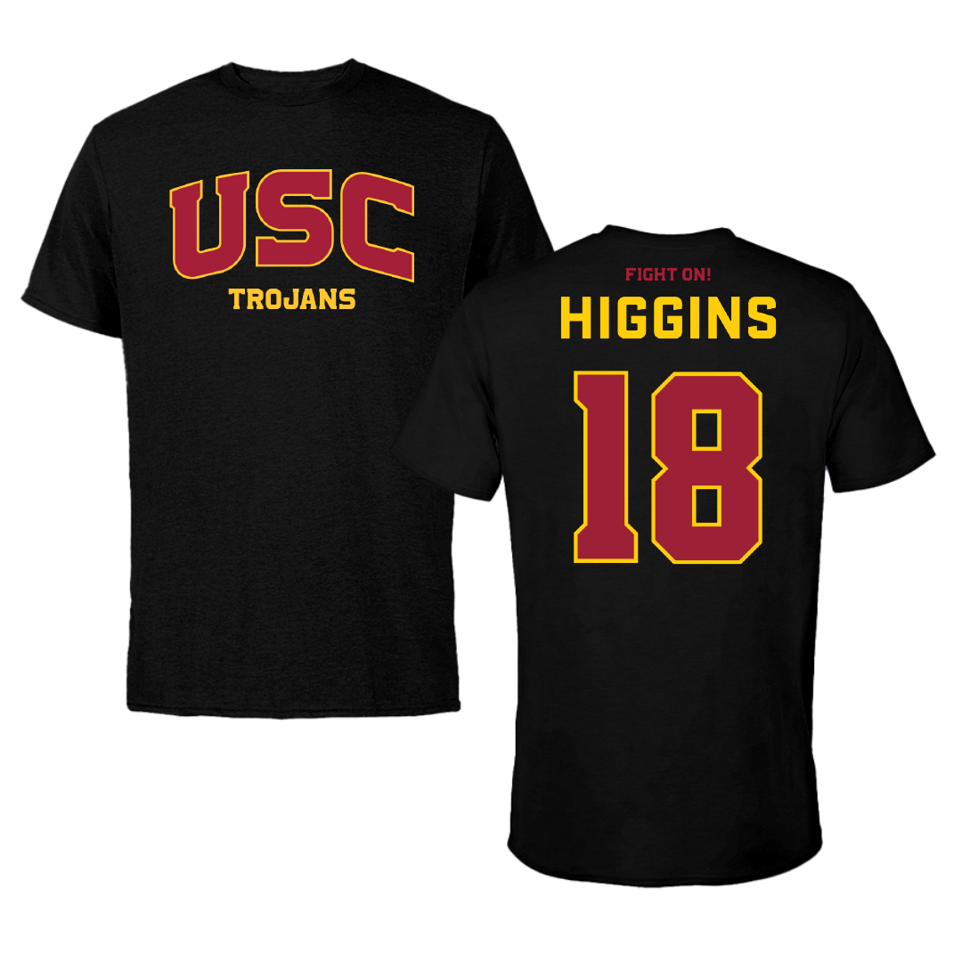 University of Southern California Baseball Black Block Performance Tee - #18 Kade Higgins