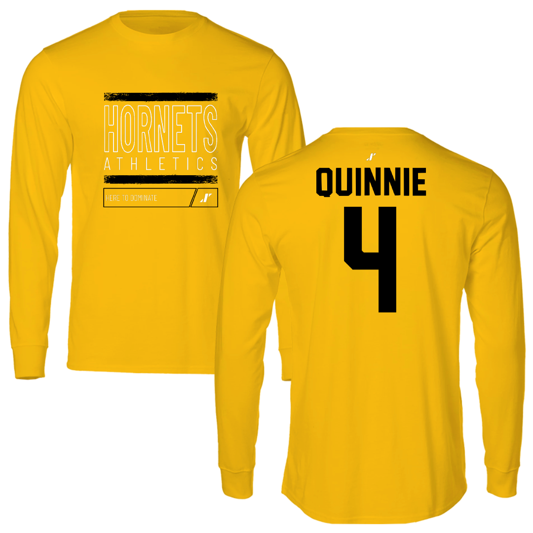 Alabama State University Softball Gold Dominate Performance Long Sleeve - #4 Mason Quinnie