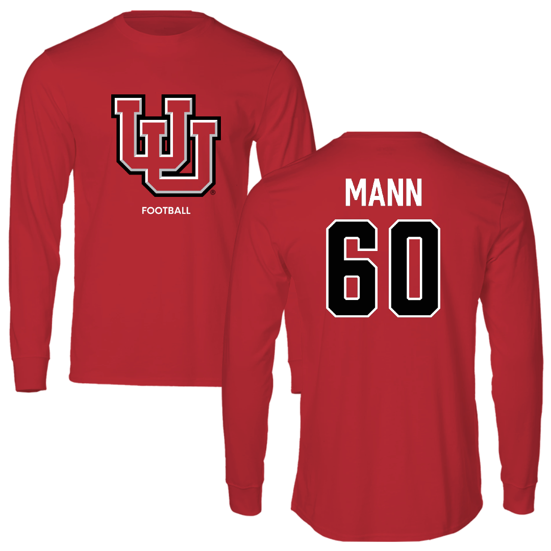 University of Utah Football Red Block Long Sleeve - #60 Shintaro Mann