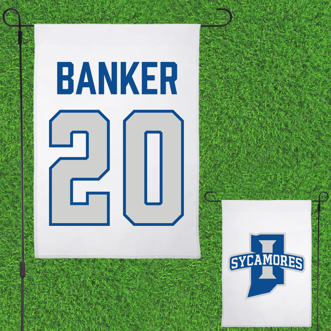 Indiana State University Baseball White Garden Flag - #20 Brady Banker