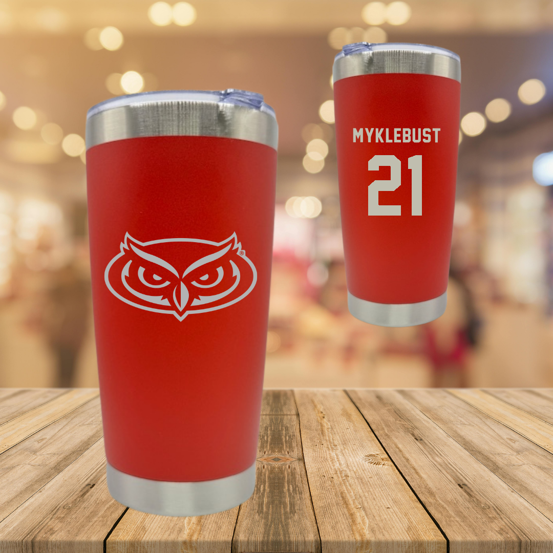 Florida Atlantic University Basketball Red Stainless Steel Tumbler - #21 Maria Myklebust