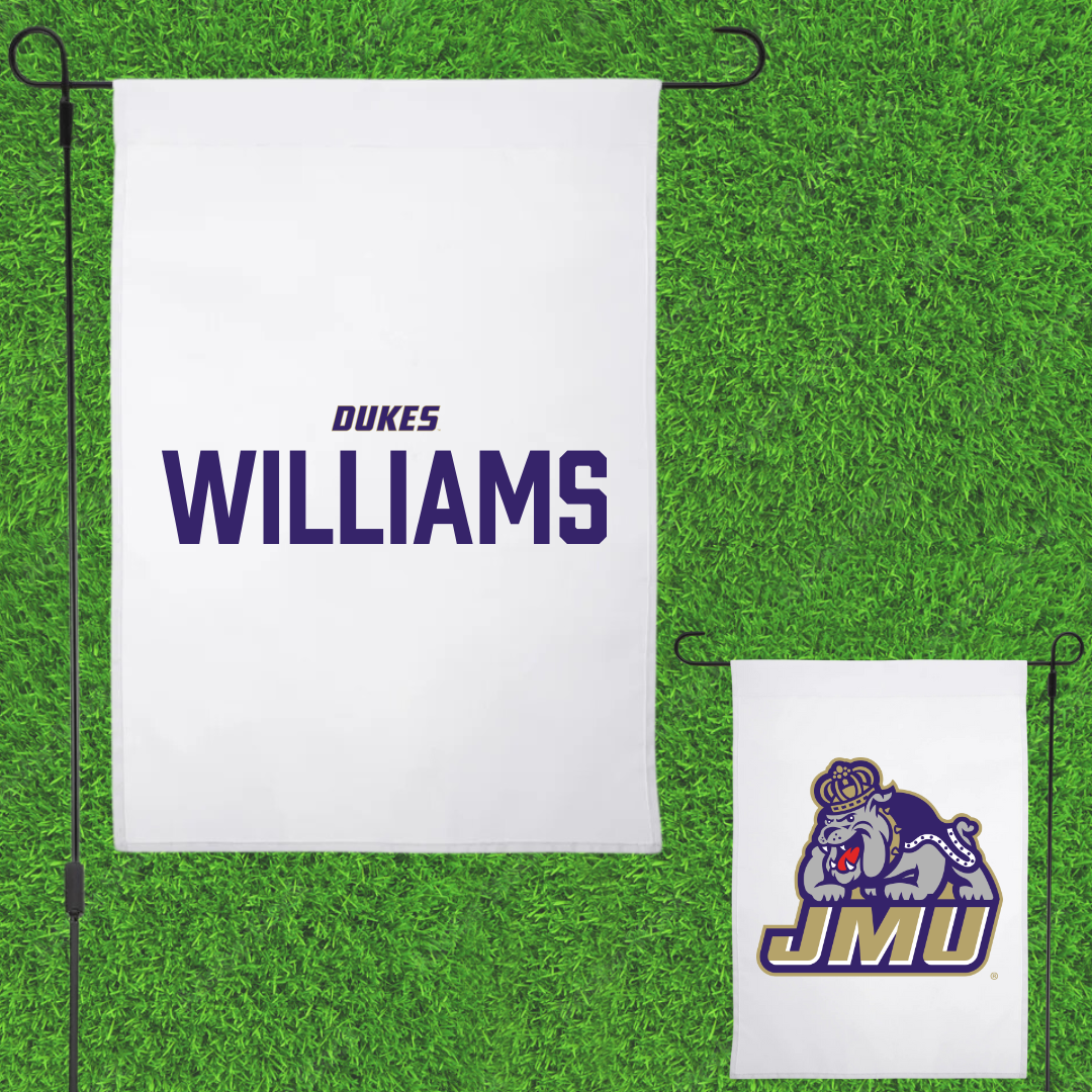 James Madison University Tennis White Garden Flag - Sophie Williams