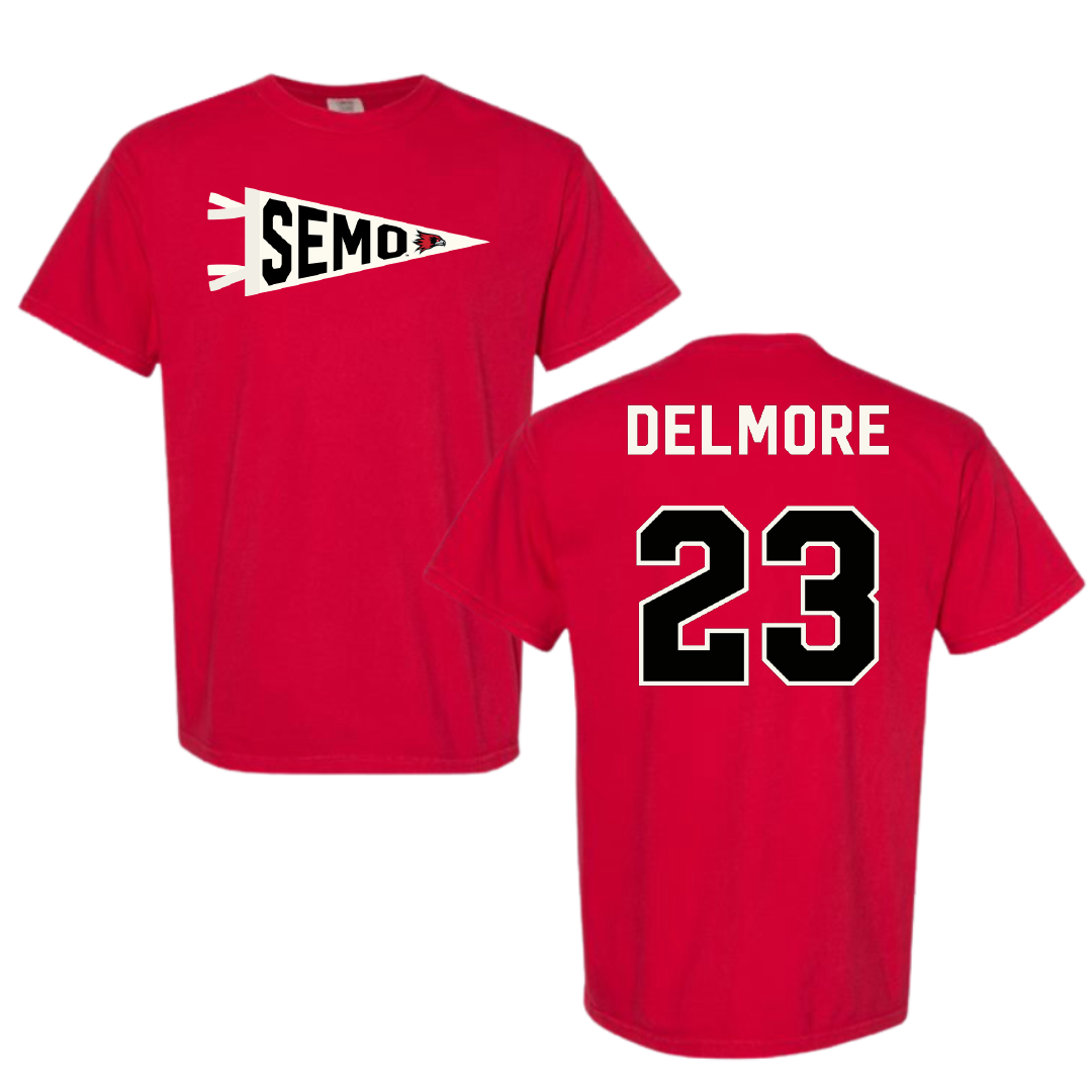 Southeast Missouri State University Football Red Pennant Comfort Colors Tee - #23 DJ Delmore