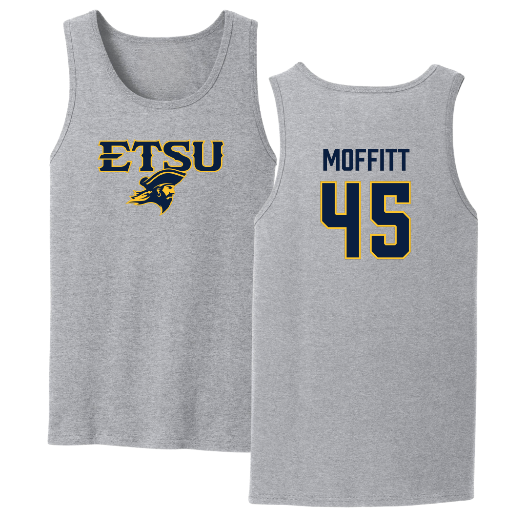 East Tennessee State University Football Sport Gray Tank Top - #45 Trevor Moffitt
