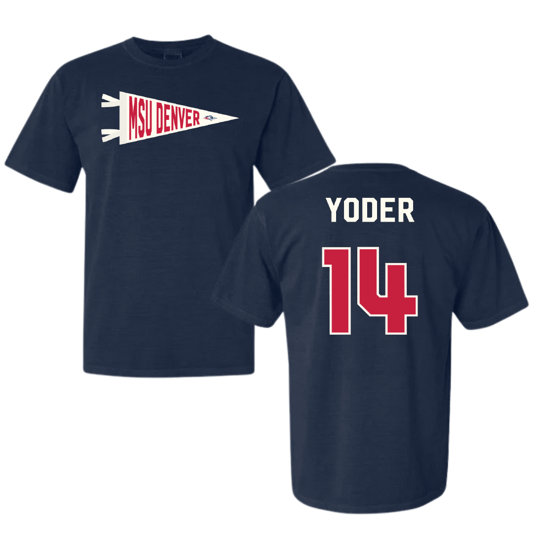 Metropolitan State University of Denver Soccer Navy Pennant Comfort Colors Tee - #14 Monica Yoder