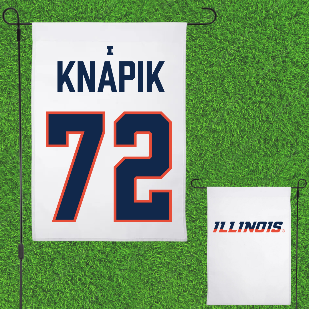 University of Illinois Football White Garden Flag - #72 Ayden Knapik
