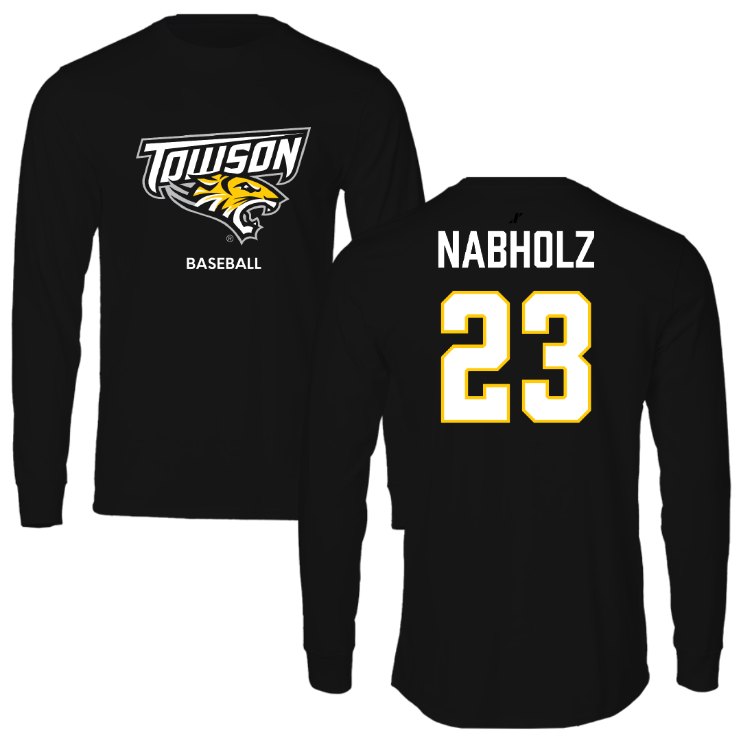 Towson University Baseball Black Performance Long Sleeve - #23 Nate Nabholz