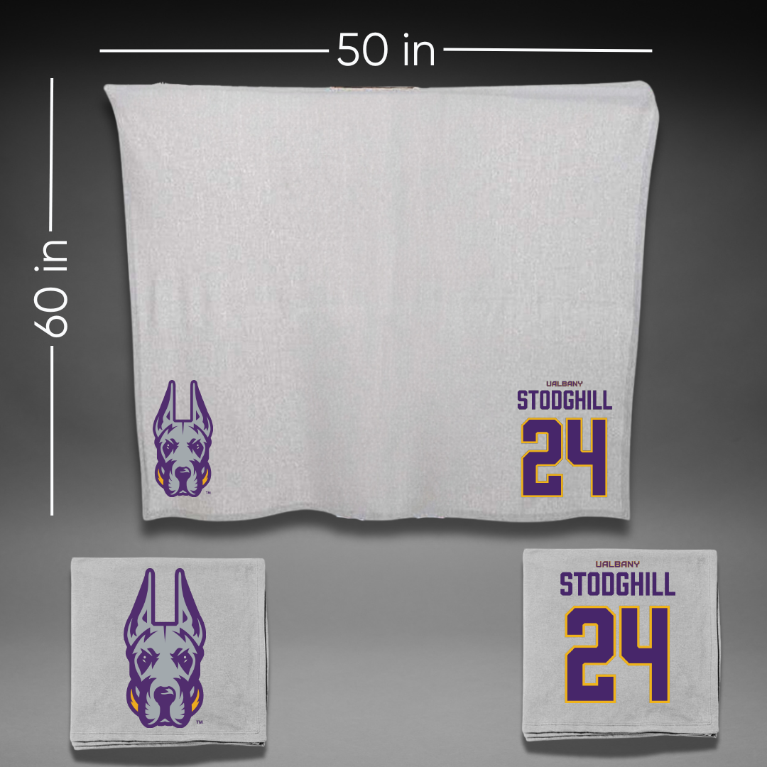 University at Albany Football Gray Blanket - #24 Cam Stodghill