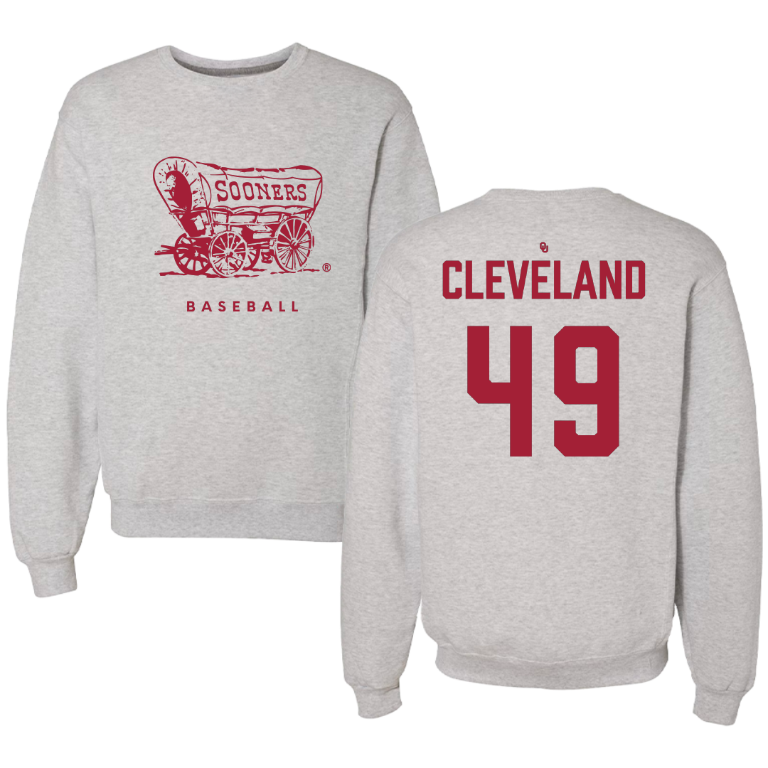 University of Oklahoma Baseball Gray Crewneck - #49 Jackson Cleveland