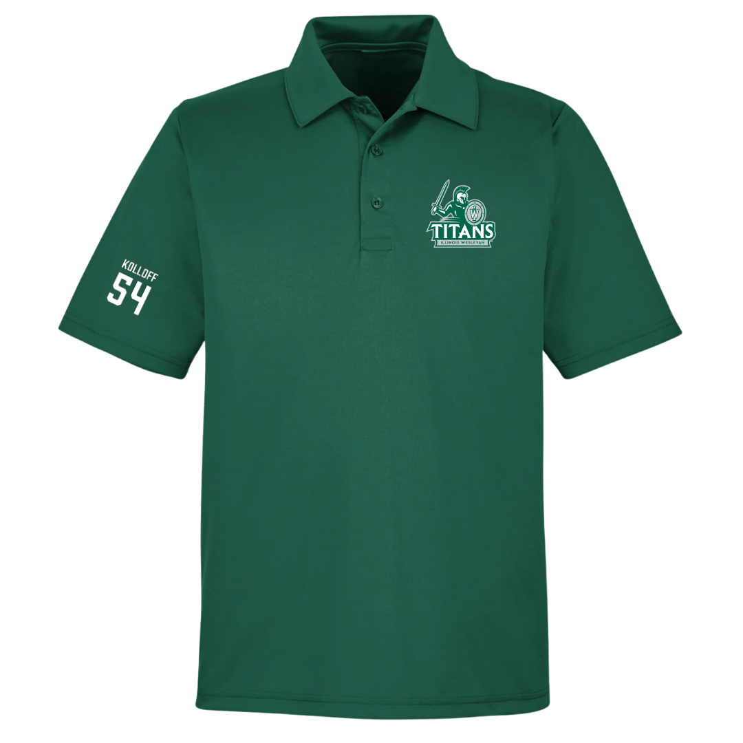 Illinois Wesleyan University Football Forest Green Polo - #54 Ethan Kolloff