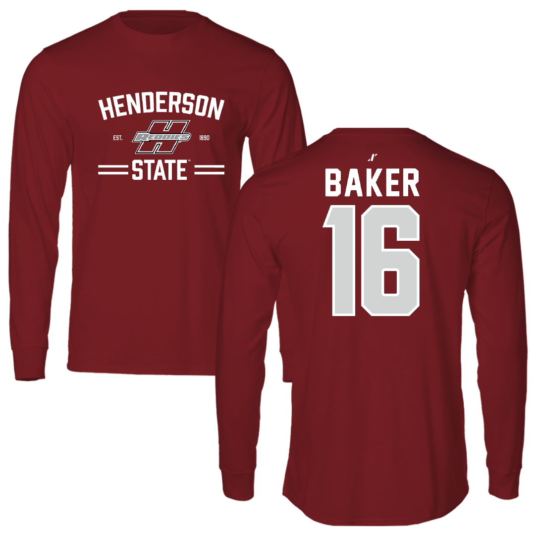 Henderson State University Football Cardinal General Long Sleeve - #16 Zach Baker