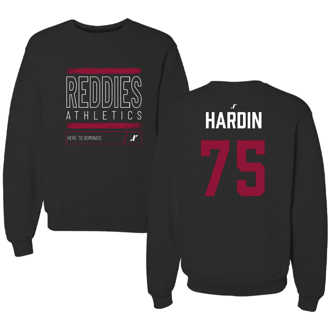 Henderson State University Football Black Dominate Crewneck - #75 Elijah Hardin
