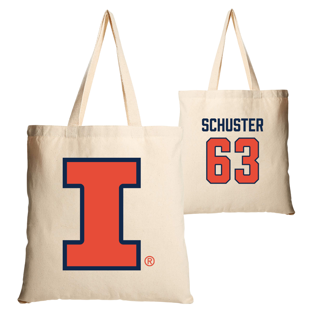 University of Illinois Football Tan Canvas Tote Bag - #63 Dezmond Schuster