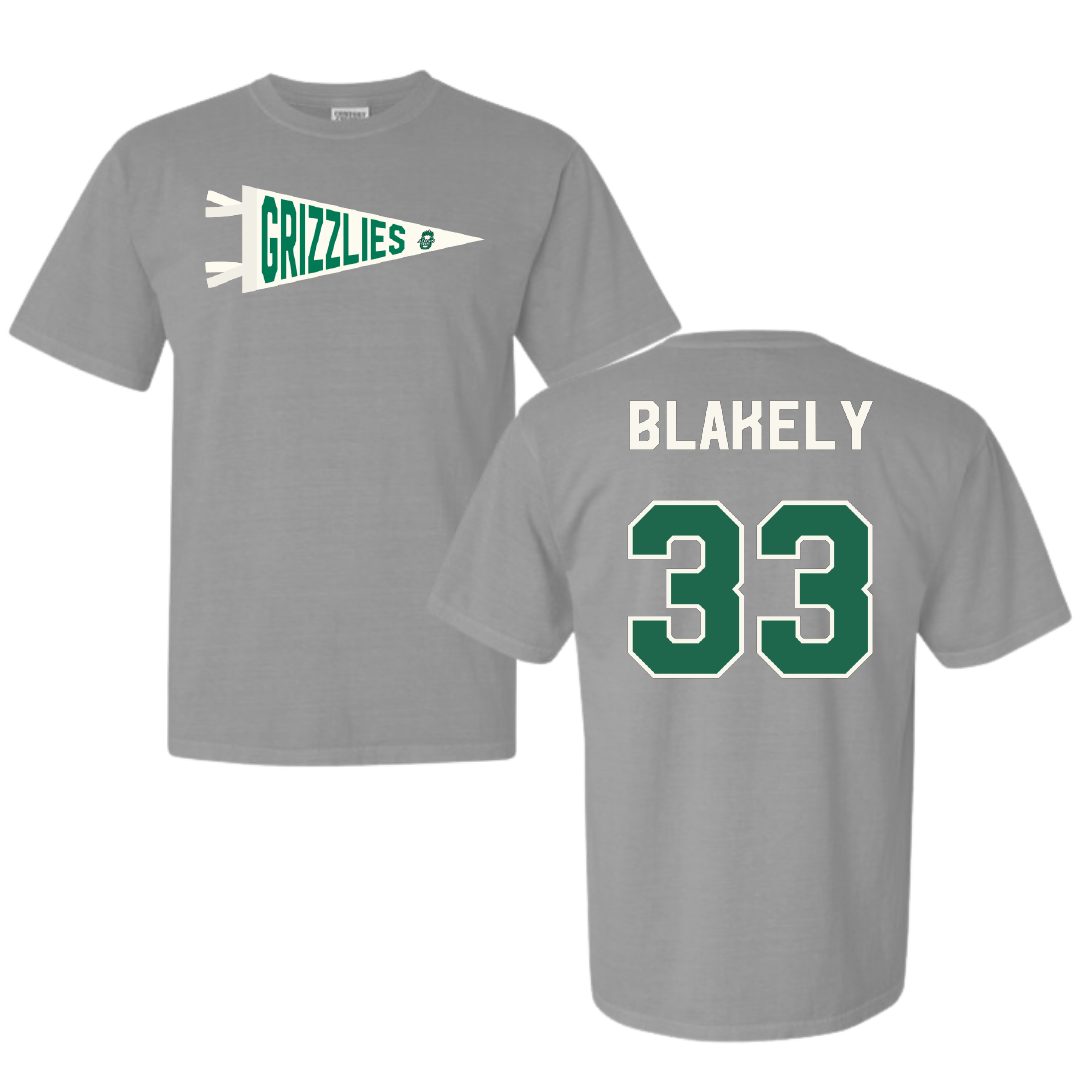 Adams State University Football Light Gray Pennant Comfort Colors Tee - #33 Psyer Blakely
