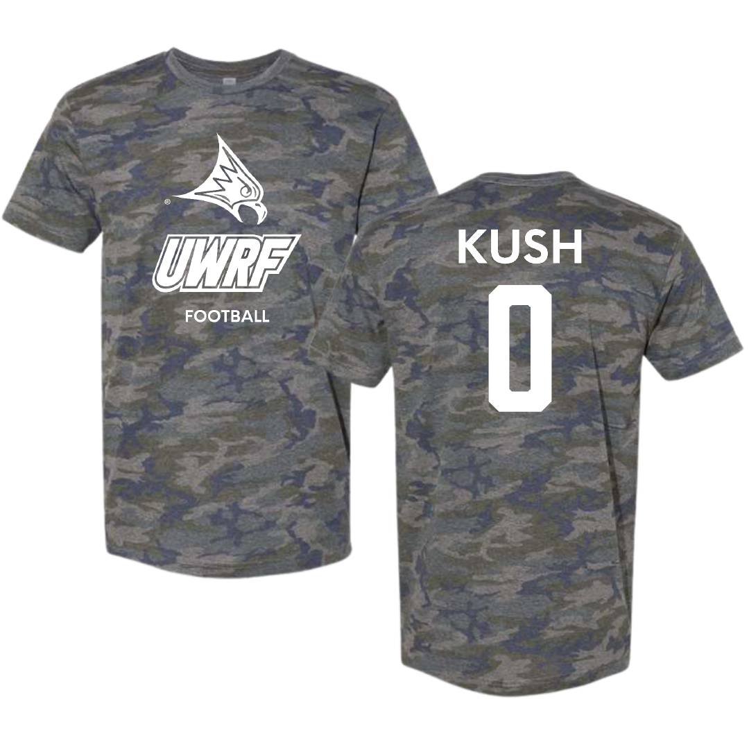 University of Wisconsin-River Falls Football Vintage Camo Tee - #0 Luke Kush