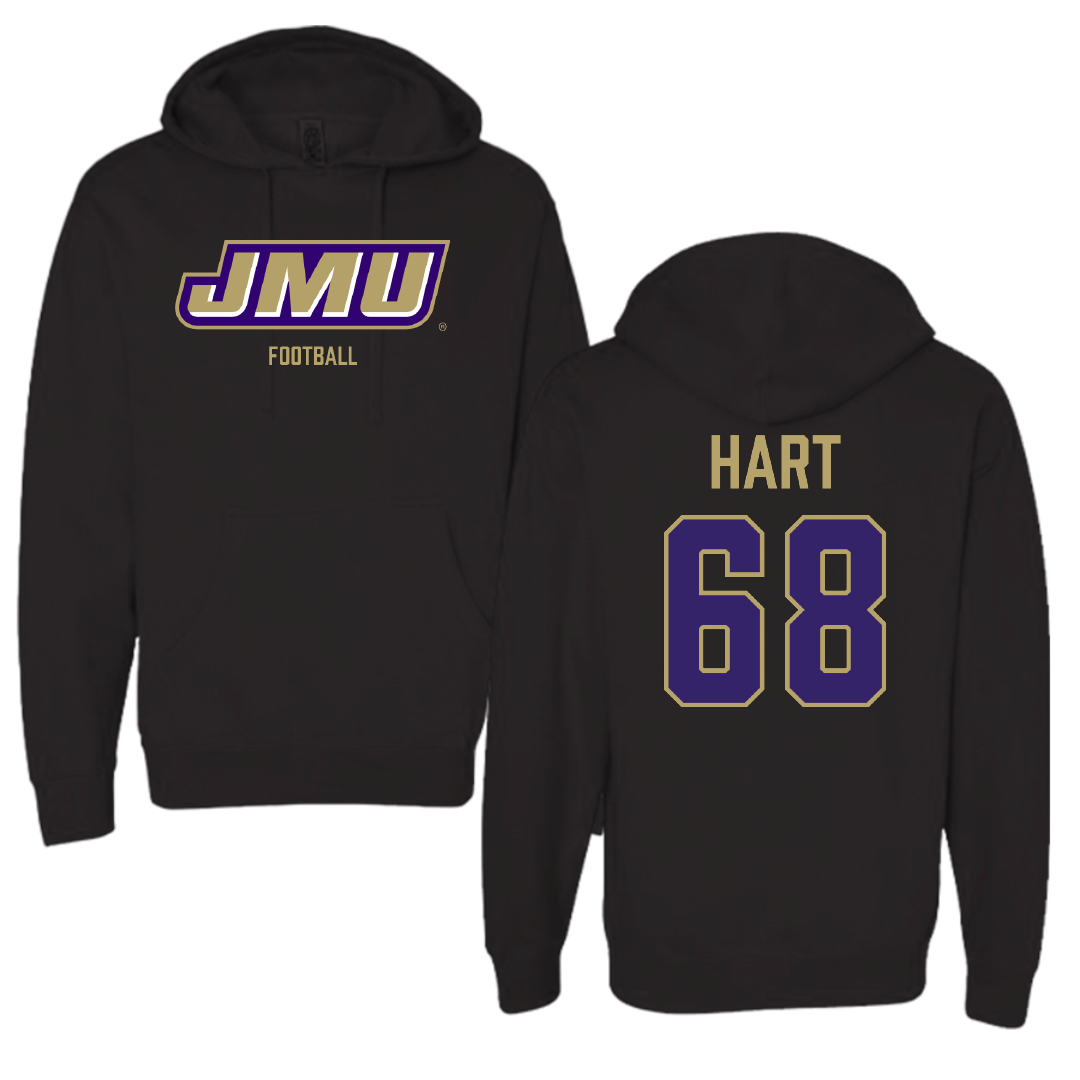 James Madison University Football Black Hoodie - #68 Griffin Hart