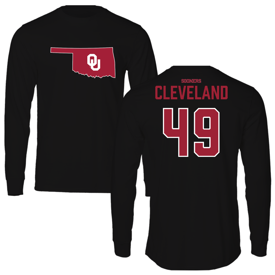 University of Oklahoma Baseball Black Performance Long Sleeve - #49 Jackson Cleveland