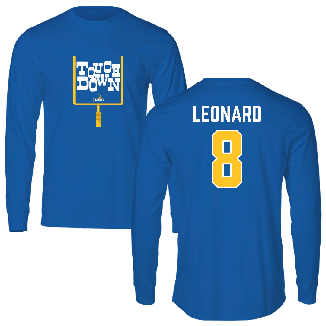 Texas A&M University-Kingsville Football Blue Touchdown Long Sleeve - #8 Khalen Leonard