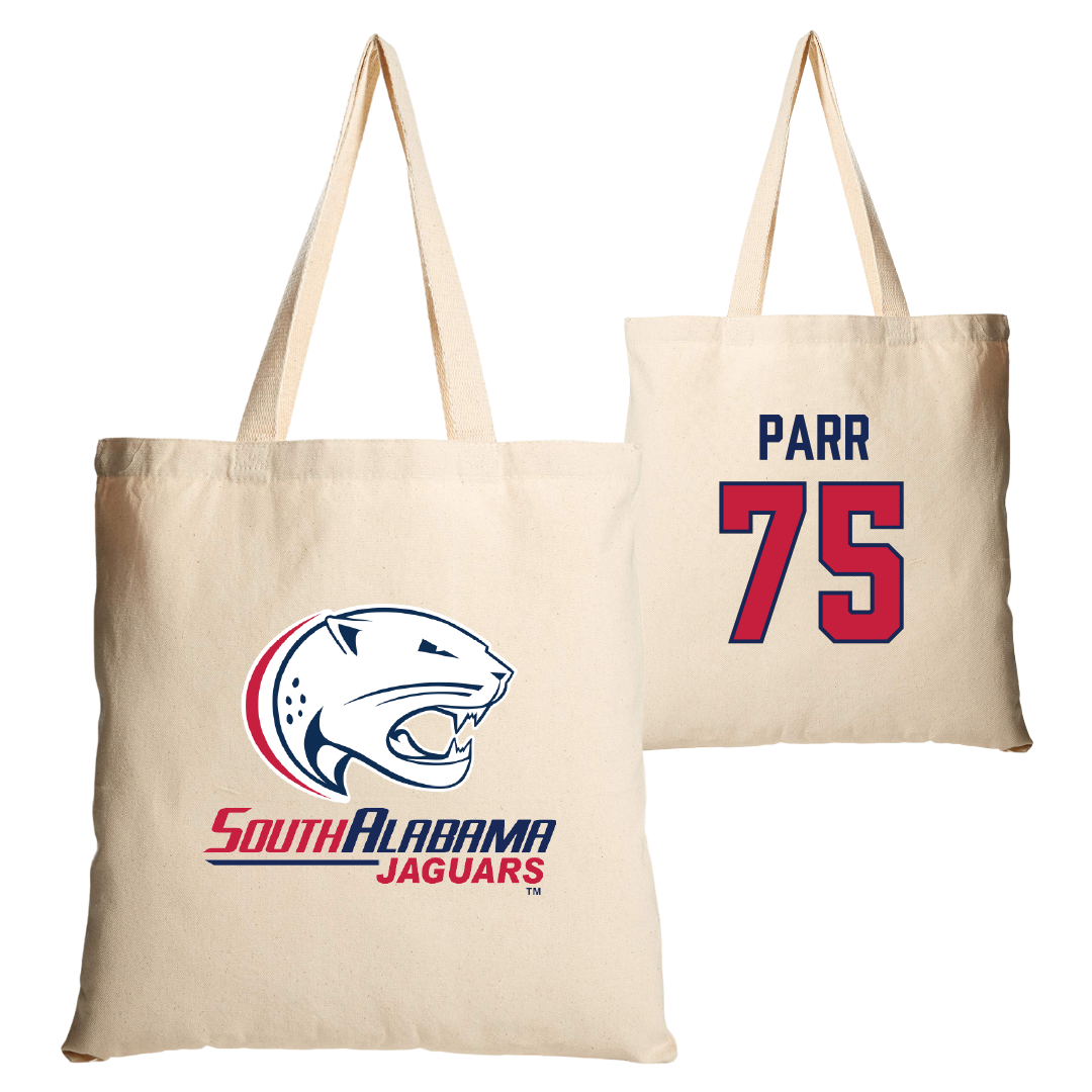 University of South Alabama Football Tan Canvas Tote Bag - #75 Damon Parr