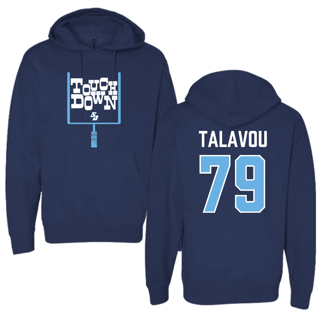 University of San Diego Football Navy Touchdown Hoodie - #79 Maicah Talavou