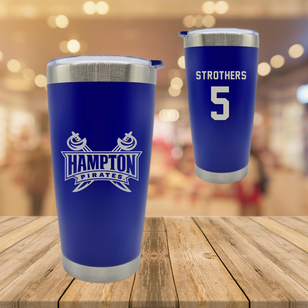 Hampton University Basketball Blue Stainless Steel Tumbler - #5 Etienne Strothers