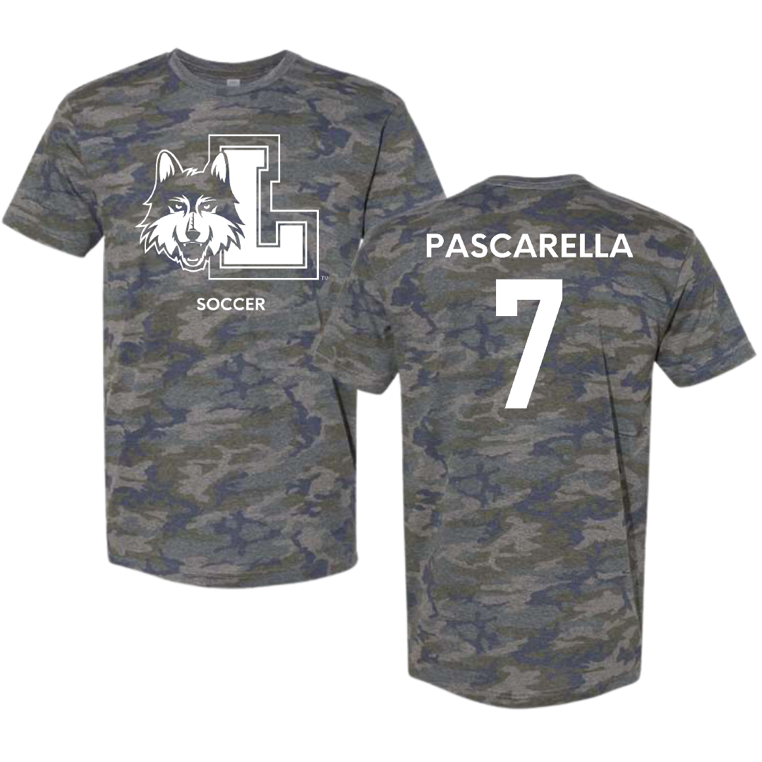 Loyola University-Chicago Soccer (W) Vintage Camo Tee - #7 Jordan Pascarella