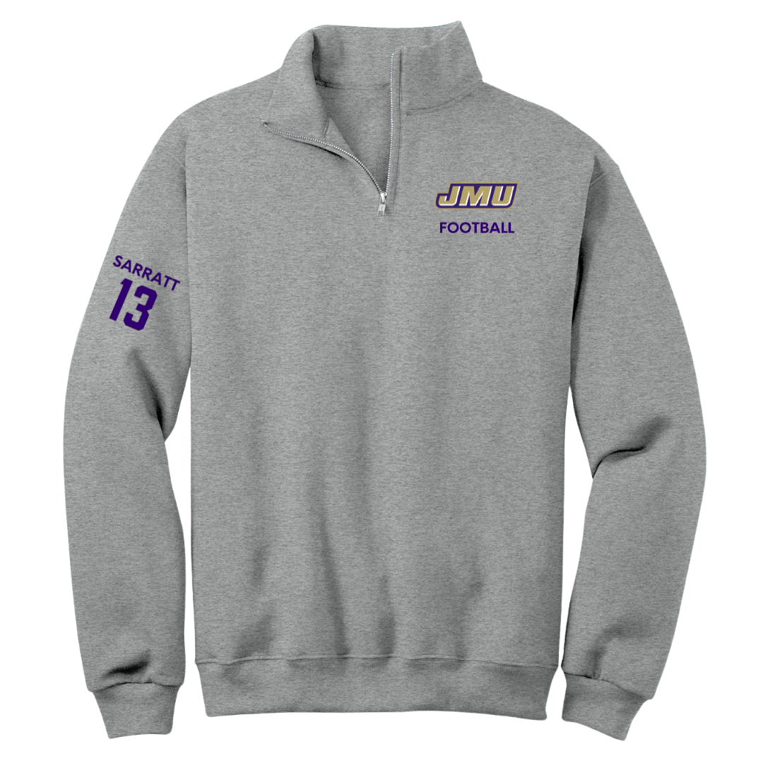 James Madison University Football Sport Gray Quarter-Zip - #13 Elijah Sarratt