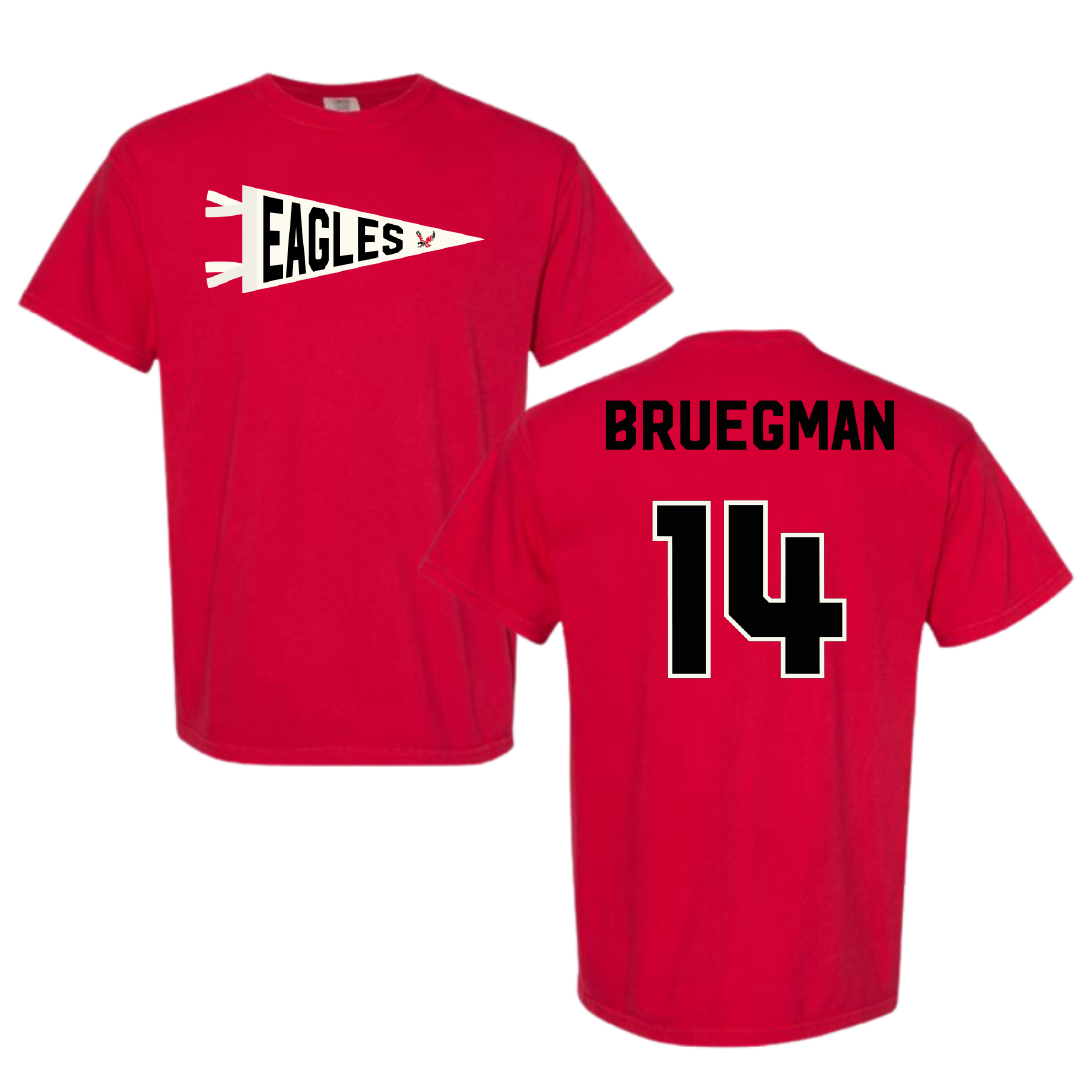 Eastern Washington University Volleyball Red Pennant Comfort Colors Tee - #14 Elle Bruegman