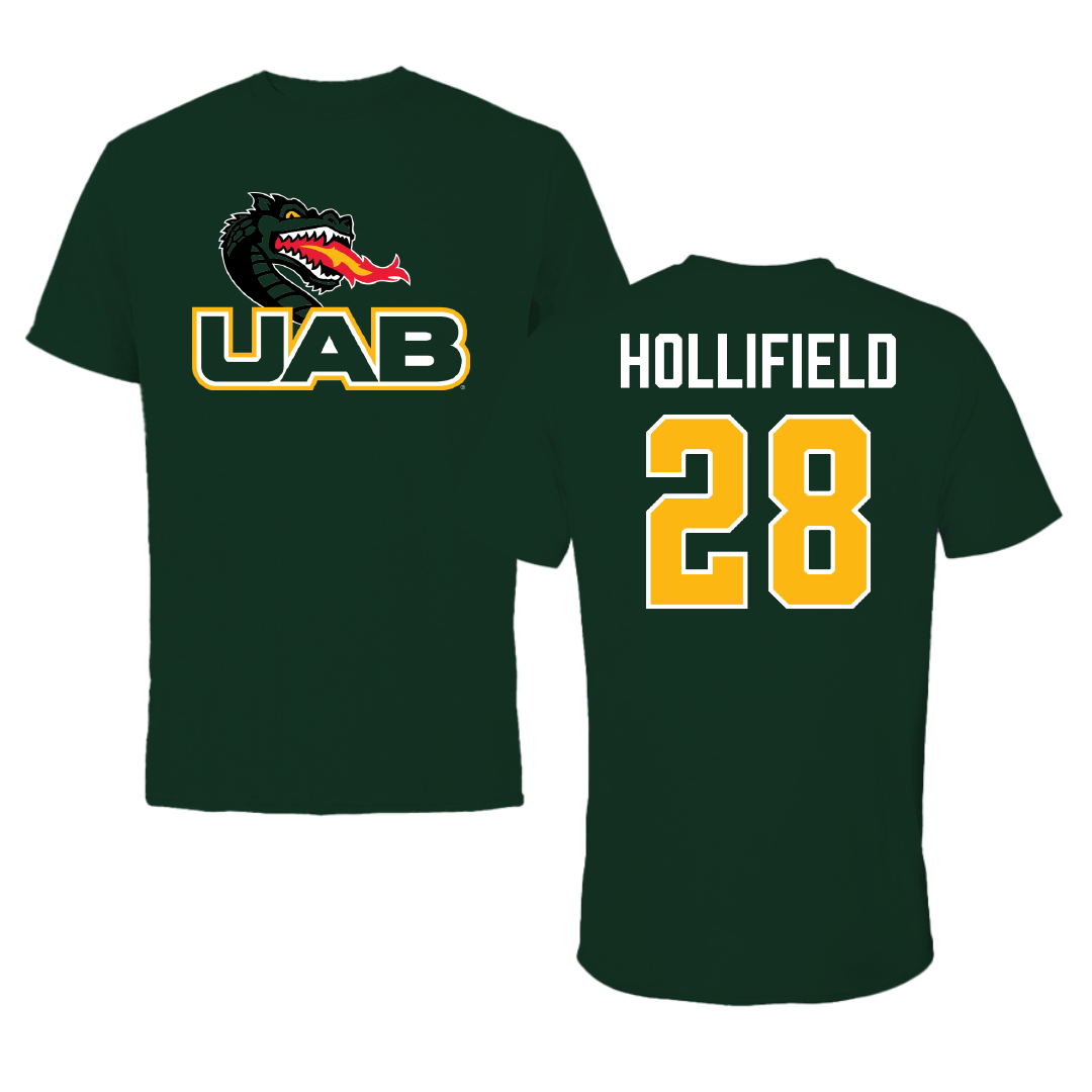 University of Alabama at Birmingham Baseball Forest Green Tee - #28 Nicholas Hollifield