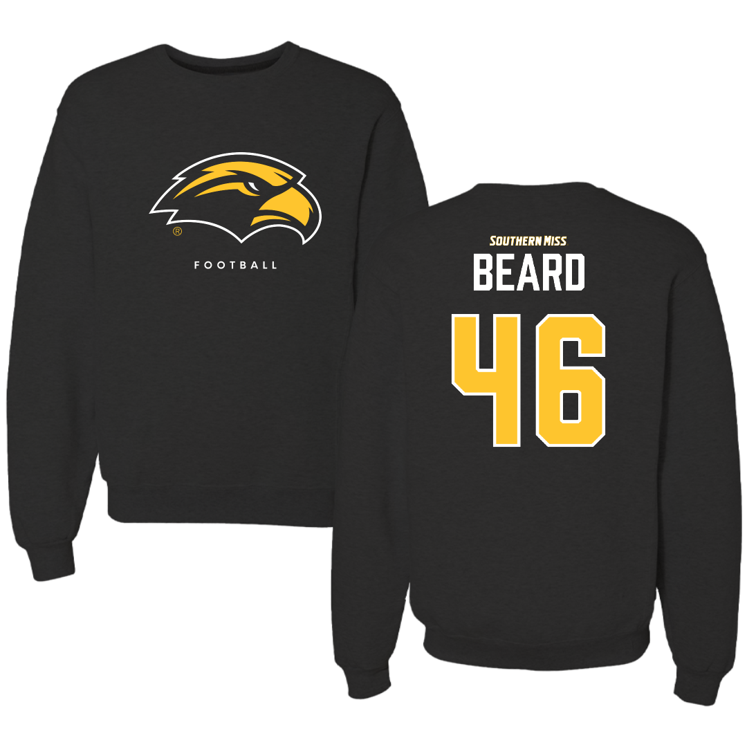 The University of Southern Mississippi Football Black Mascot Crewneck - #46 Luke Beard