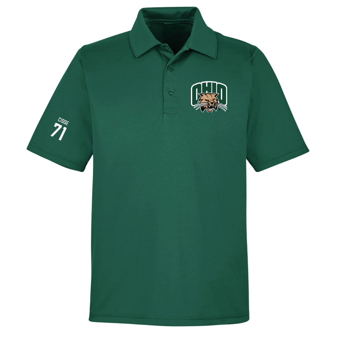 Ohio University Football Forest Green Polo - #71 Tigana Cisse