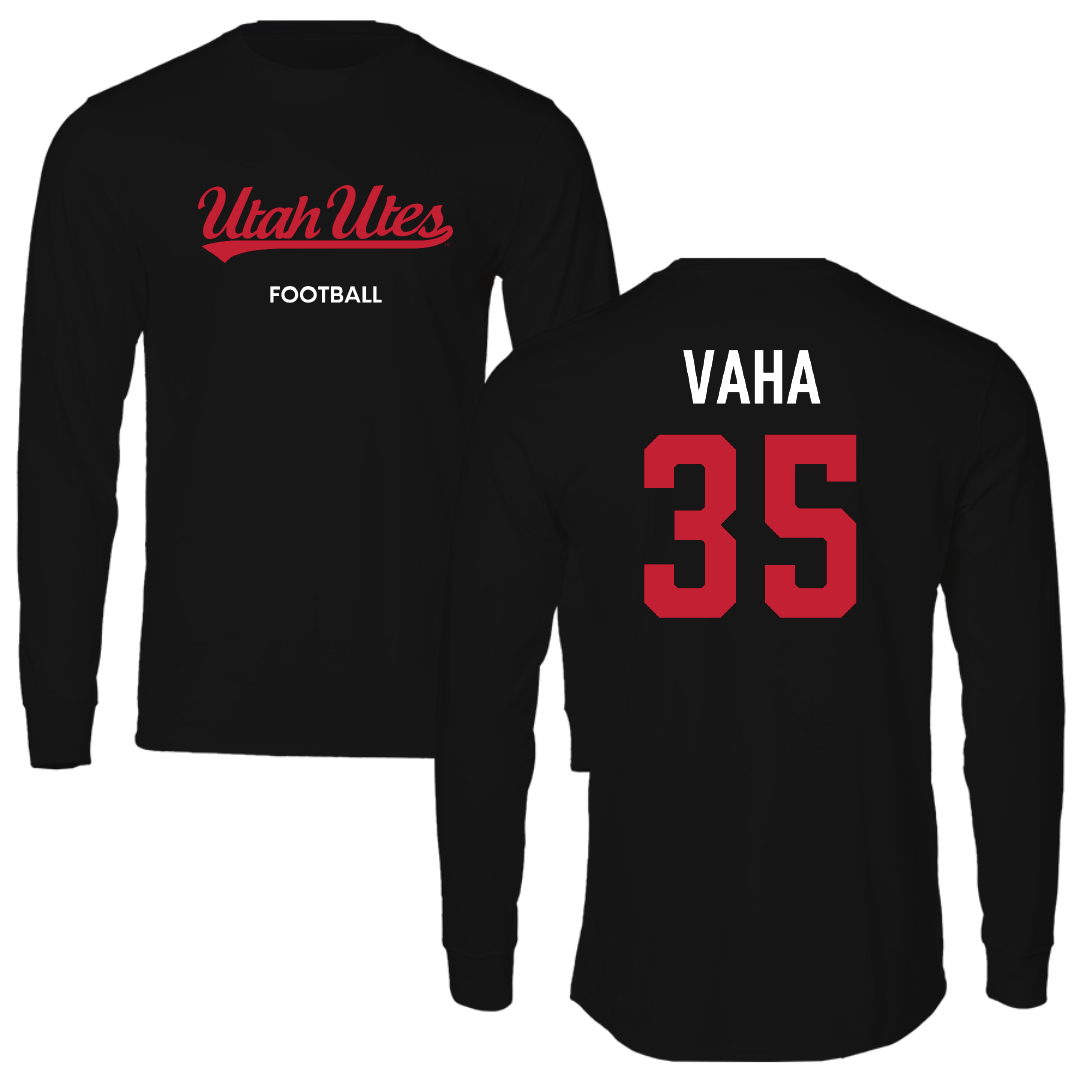 University of Utah Football Black Utes Performance Long Sleeve - #35 Isaac Vaha