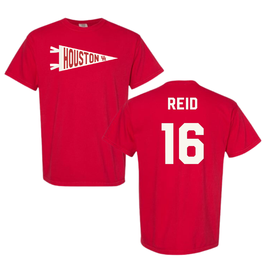 University of Houston Volleyball Red Pennant Comfort Colors Tee - #16 Brenya Reid