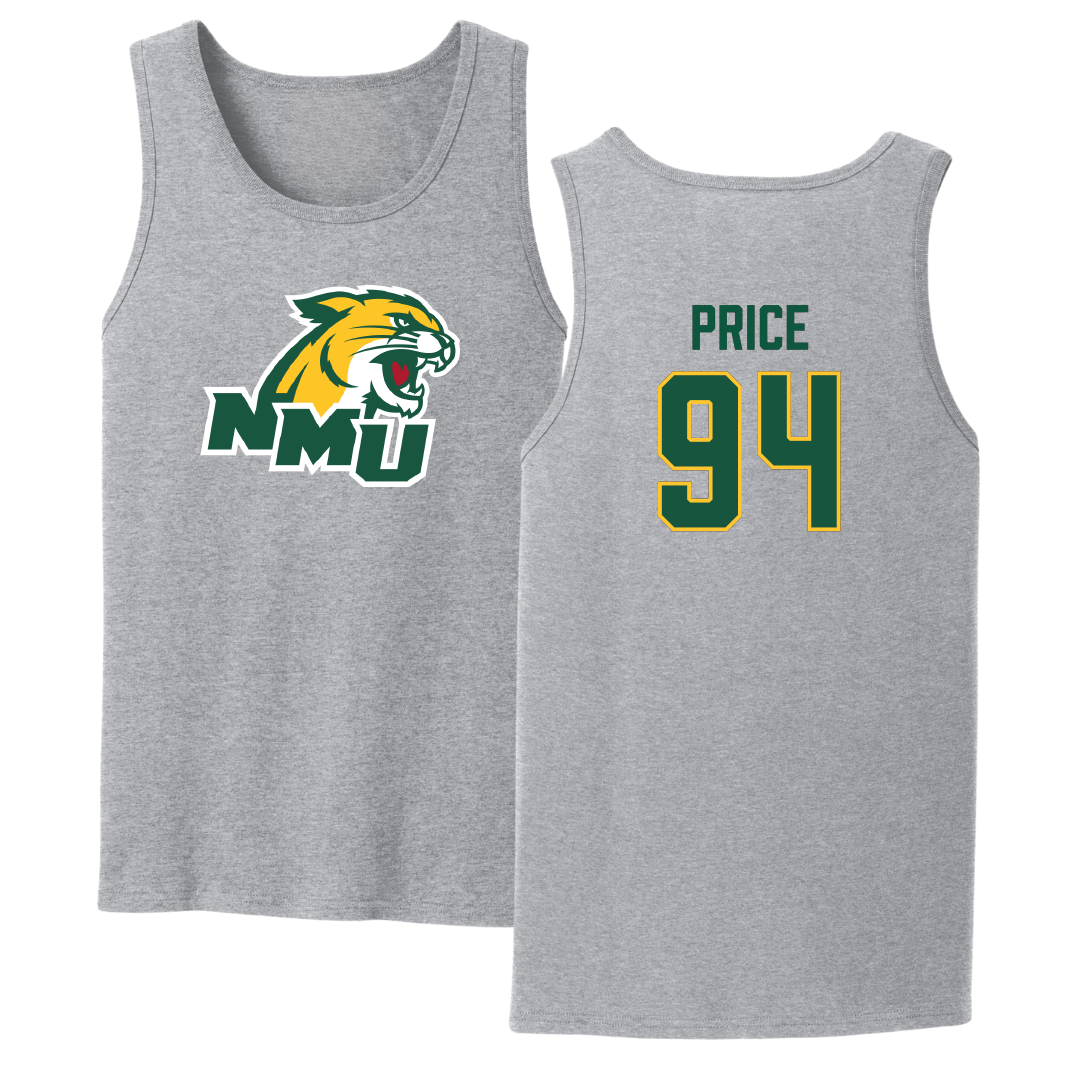 Northern Michigan University Football Sport Gray Tank Top - #94 Jake Price