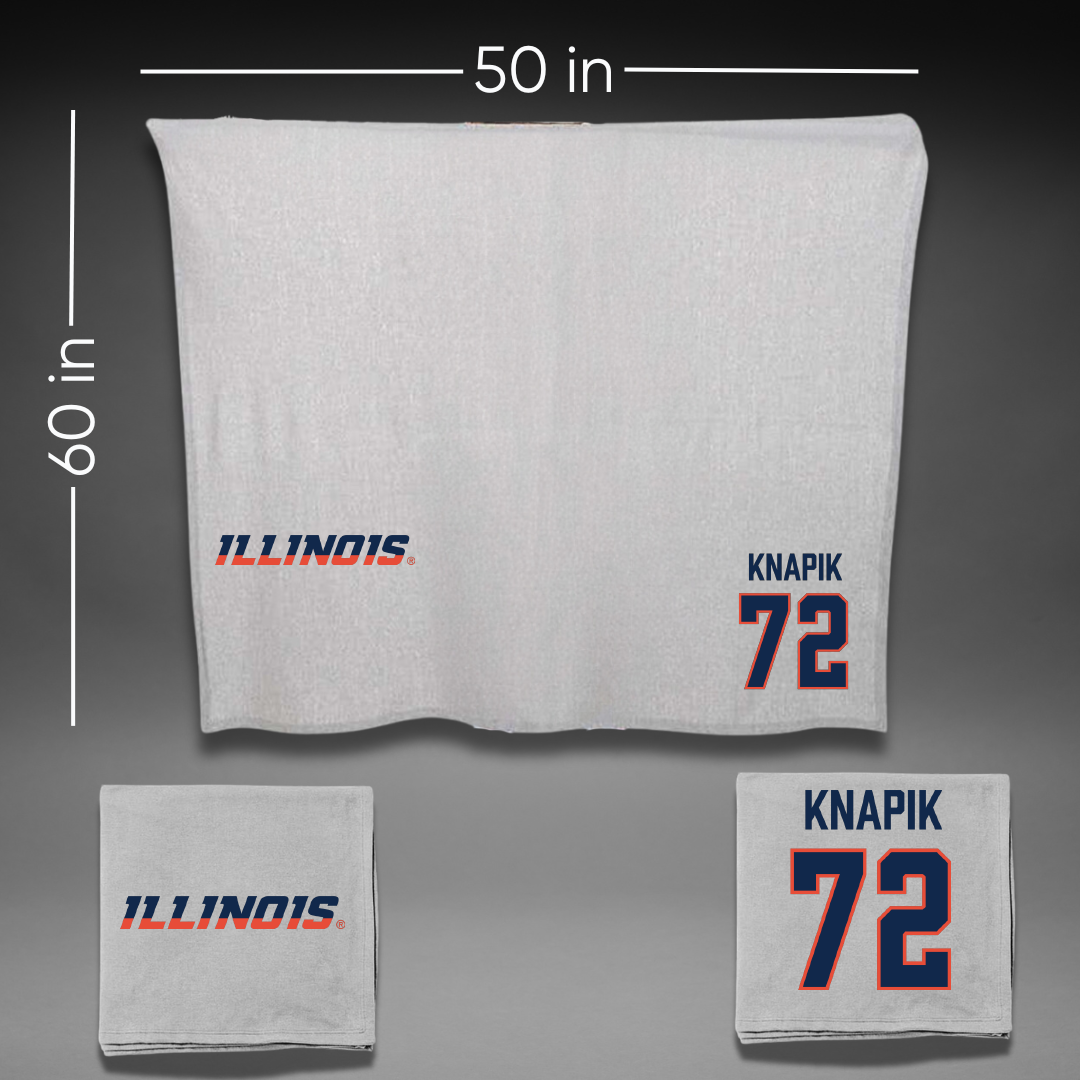 University of Illinois Football Gray Blanket - #72 Ayden Knapik