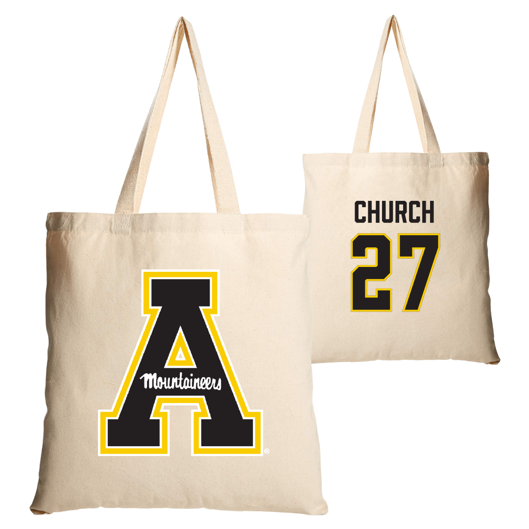 Appalachian State University Baseball Tan Canvas Tote Bag - #27 Braxton Church