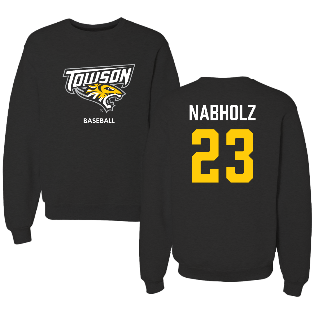 Towson University Baseball Black Crewneck - #23 Nate Nabholz