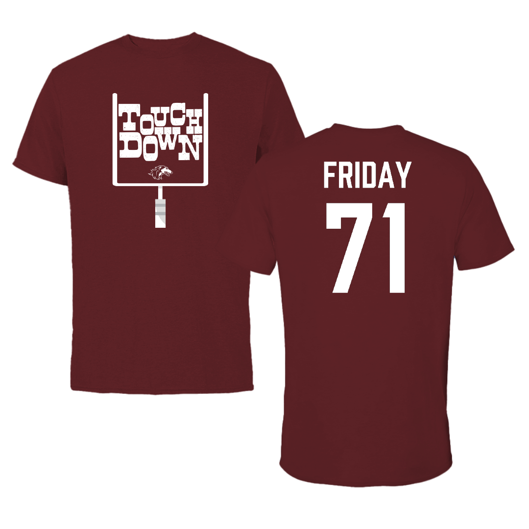 Southern Illinois University at Carbondale Football Maroon Touchdown Performance Tee - #71 Ostyn Friday