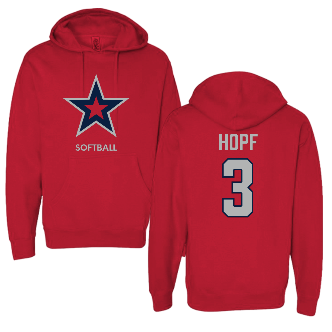 Robert Morris University Softball Red Mascot Hoodie - #3 Kaylyn Hopf
