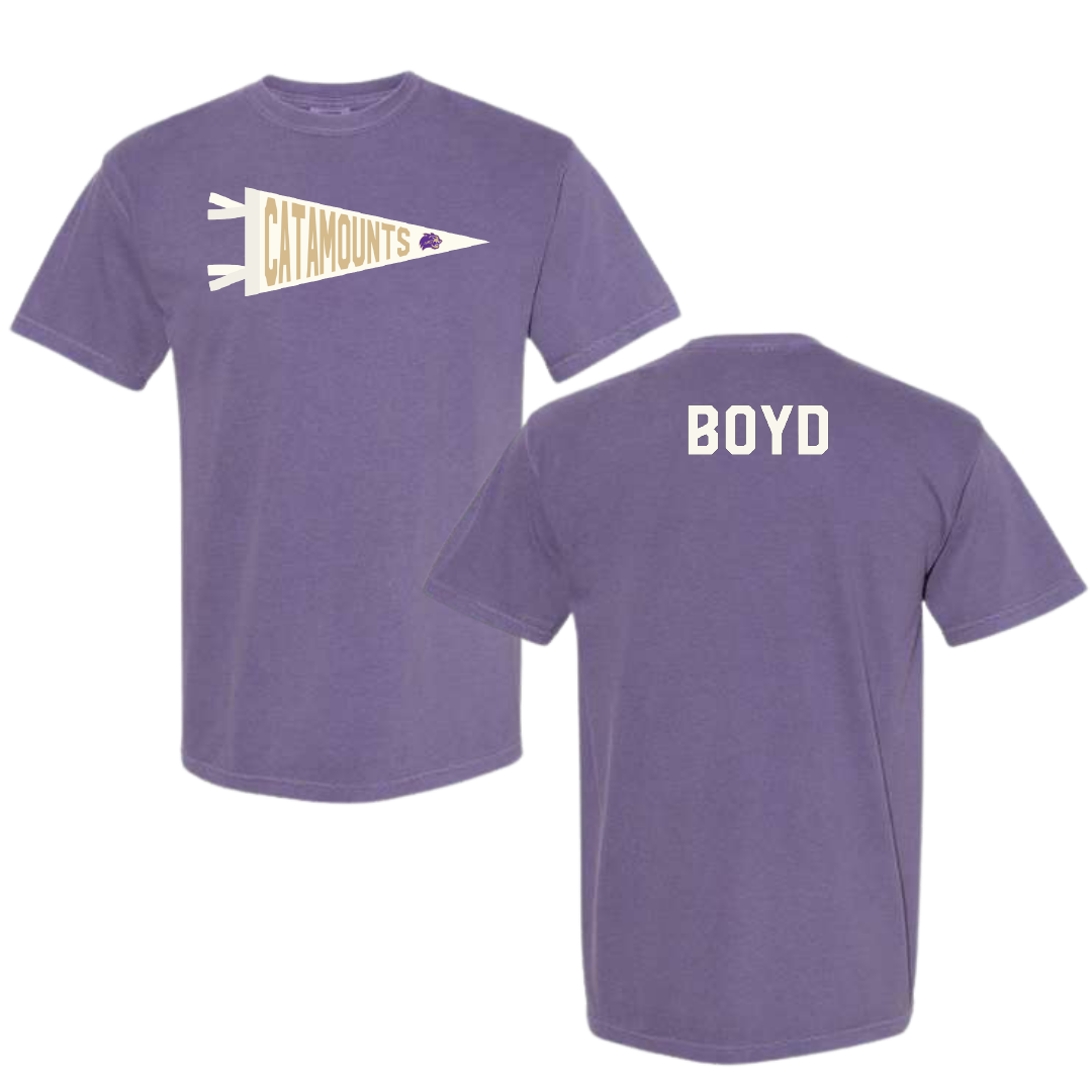 Western Carolina University TF and XC Purple Pennant Comfort Colors Tee - Imani Boyd