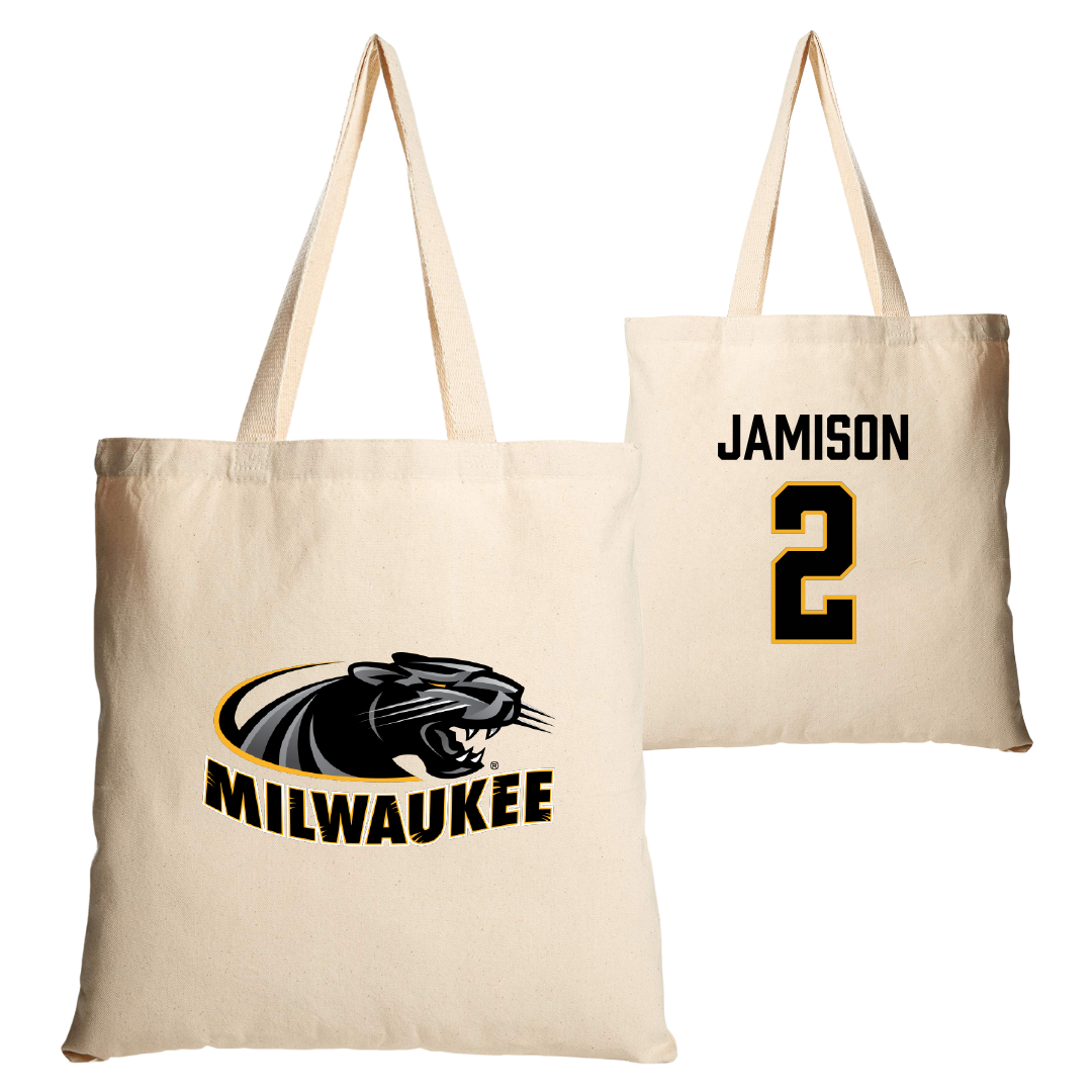 University of Wisconsin-Milwaukee Basketball Tan Canvas Tote Bag - #2 Elijah Jamison