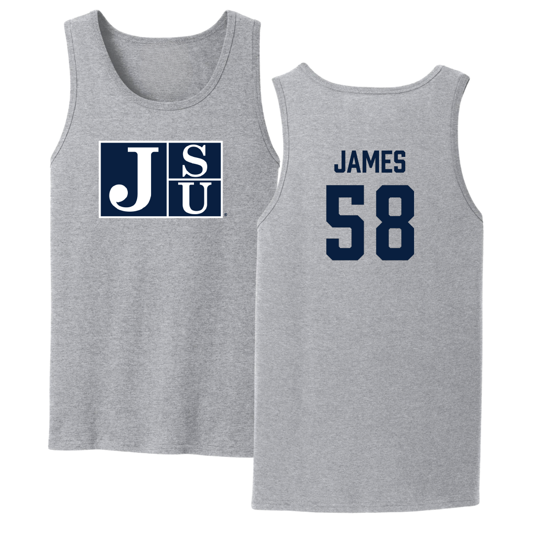 Jackson State University Football Sport Gray Tank Top - #58 Cameron James