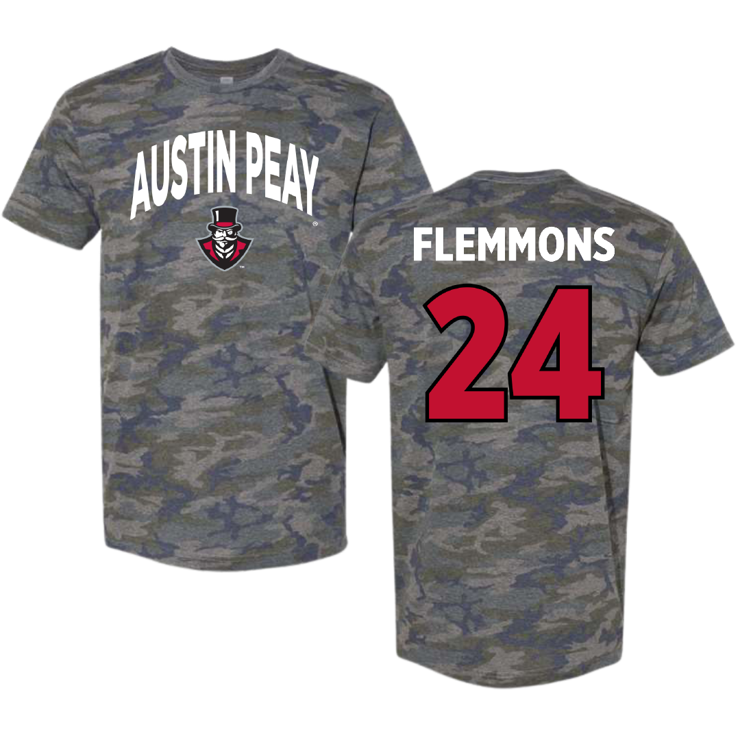 Austin Peay State University Football Vintage Camo Tee - #24 Jeremiah Flemmons