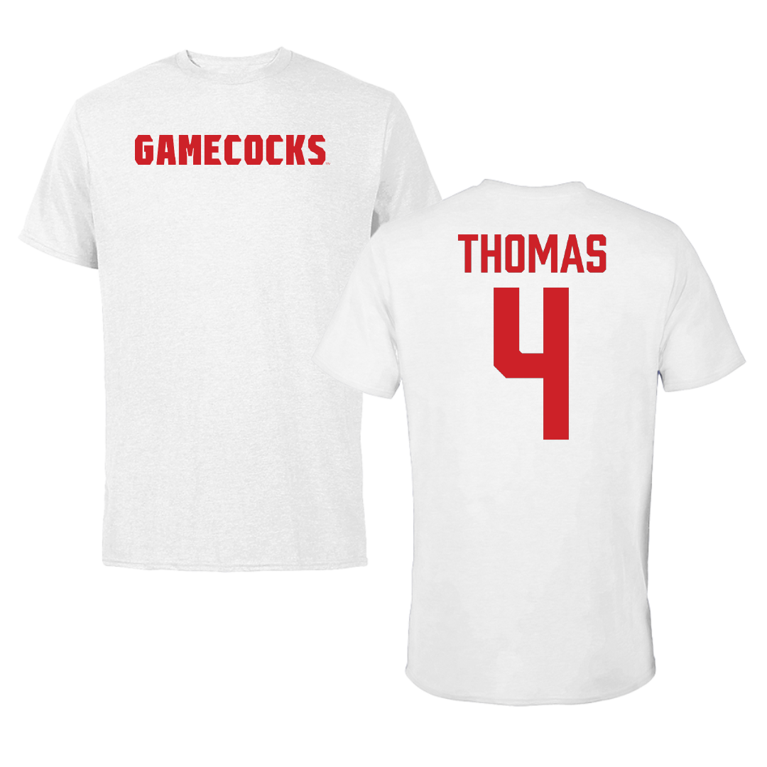 Jacksonville State University Baseball White Tee - #4 Kenskey Thomas