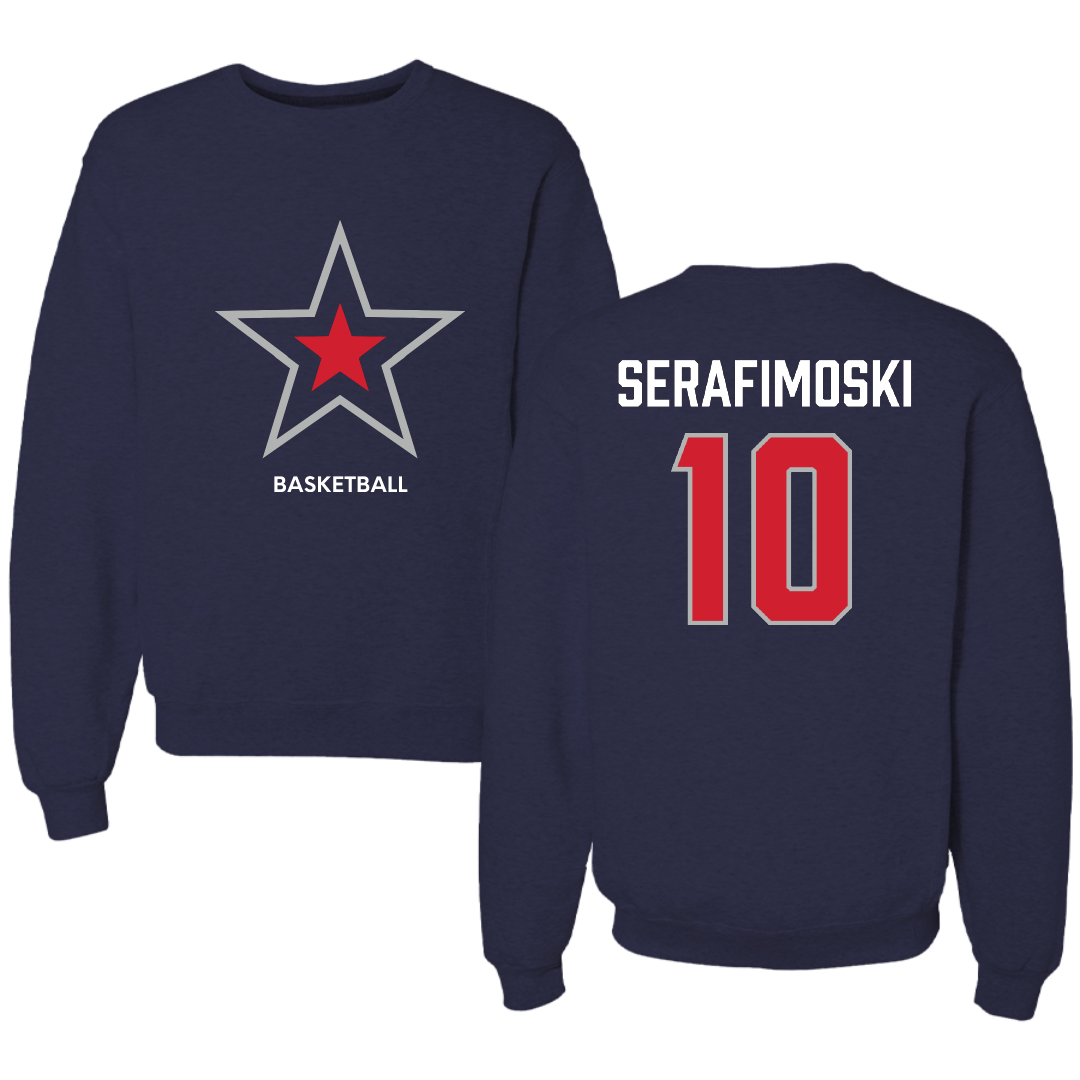 Robert Morris University Basketball (M) Navy Mascot Crewneck - #10 Vasilije Serafimoski