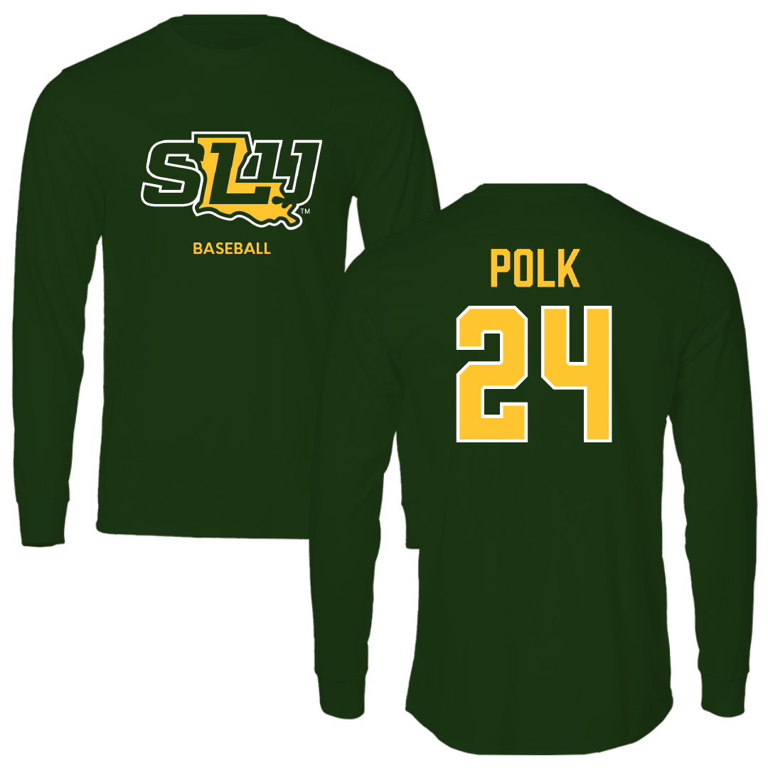 Southeastern Louisiana University Baseball Forest Green Performance Long Sleeve - #24 Lakin Polk