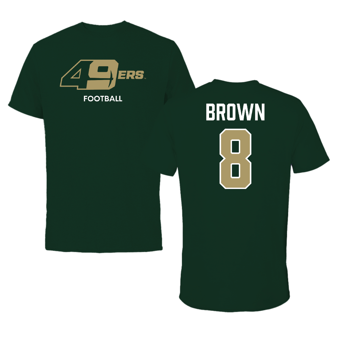 The University of North Carolina at Charlotte Football Forest Green Performance Tee - #8 Sean Brown
